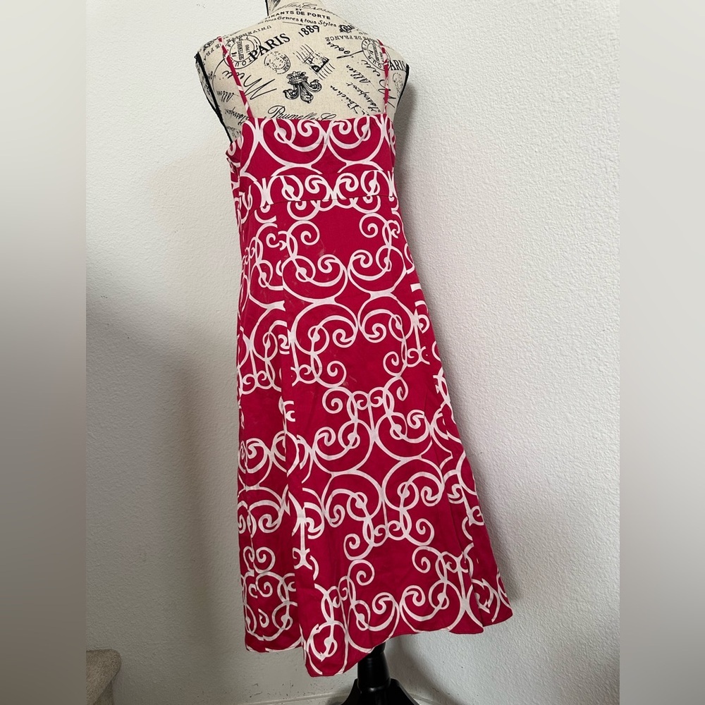 Ann Taylor Fuchsia and White Patterned Midi Dress - Picture 2 of 3